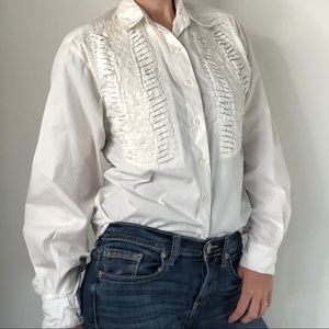 Vintage White Wrangler Western Cotton Shirt